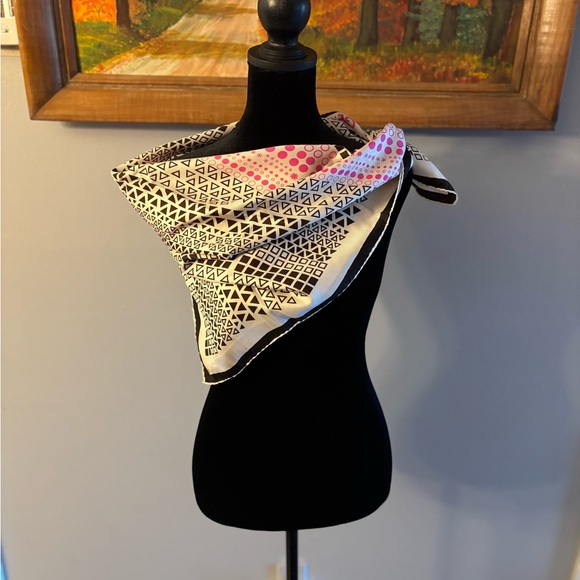 Rudi Gernreich Vintage Scarf Cream Brown and Pink 30Lx30W-inches - Picture 2 of 7